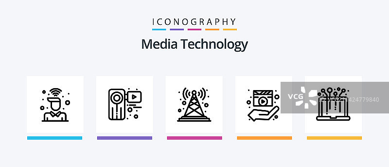 媒体技术线5图标包包括媒体图片素材