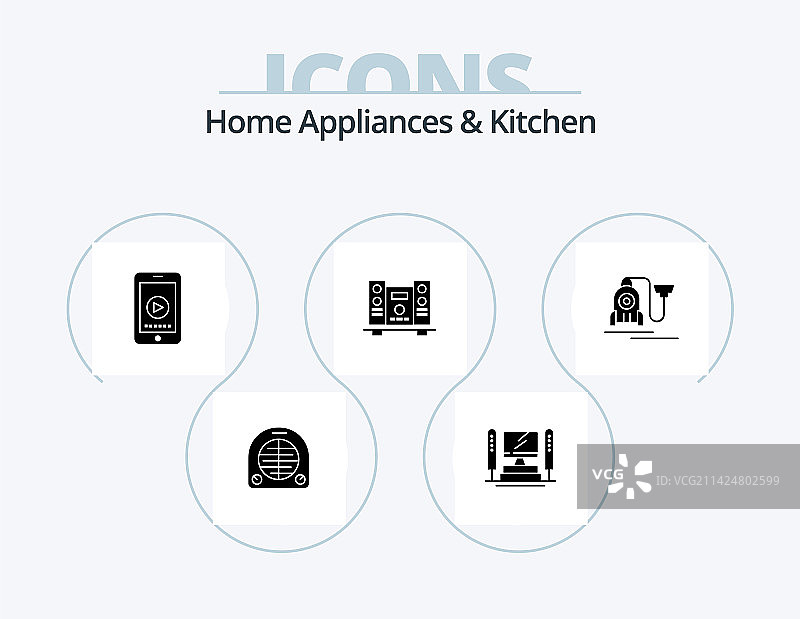 家用电器和厨房符号图标包5图片素材