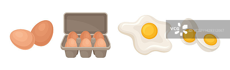 带蛋黄和壳的生煮蛋和炒蛋图片素材
