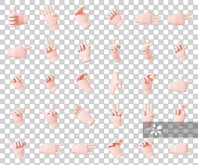 汉语手指字母图3D渲染图片素材