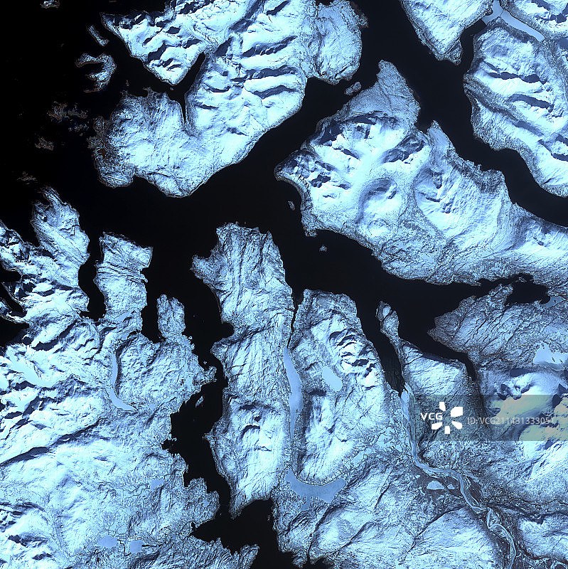 挪威峡湾，卫星图像图片素材