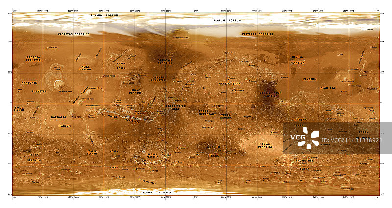 火星地形图，卫星图像图片素材
