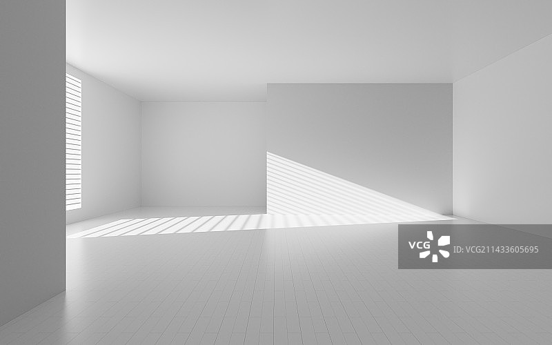 白色室内空房间3D渲染图片素材