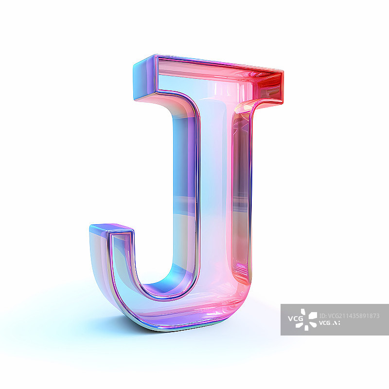 【AI数字艺术】字母J玻璃质感3D立体元素图片素材