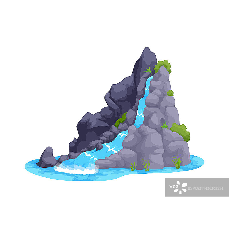 卡通瀑布丛林岩石水瀑布图片素材