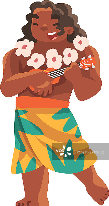 夏威夷男人的性格与花环或花环图片素材