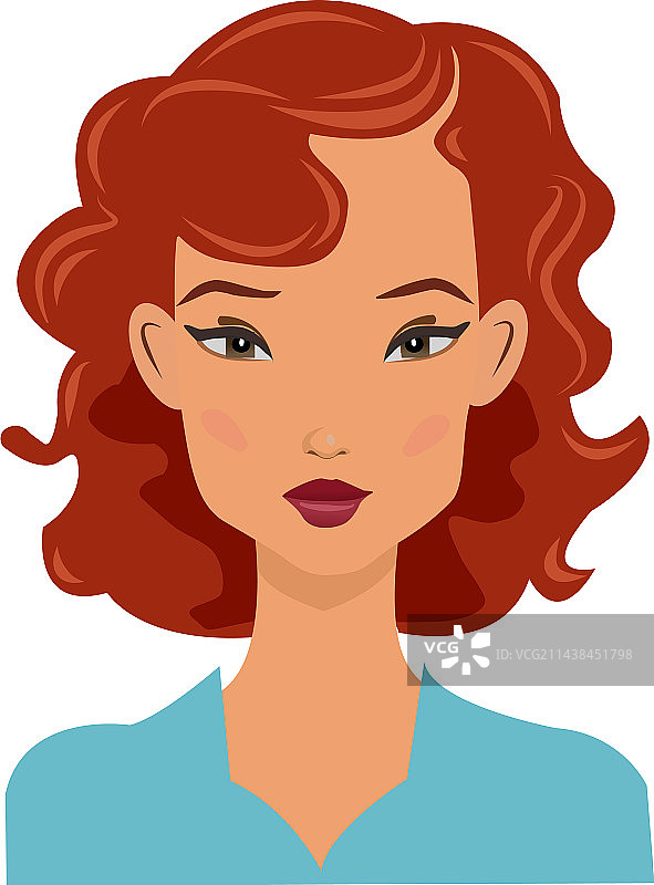 复古红发女人平复古年轻红发图片素材