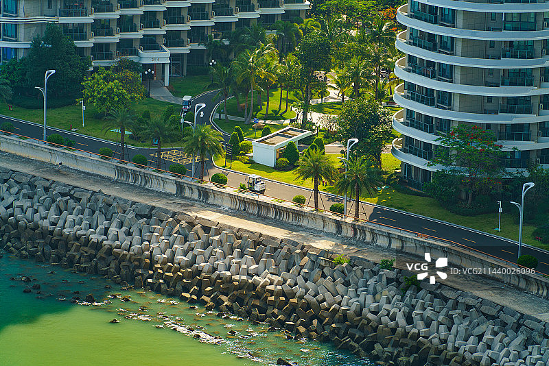 海边环境优美的居民住宅区图片素材