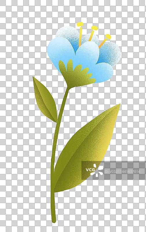 蓝色六瓣花扁平插画图片素材