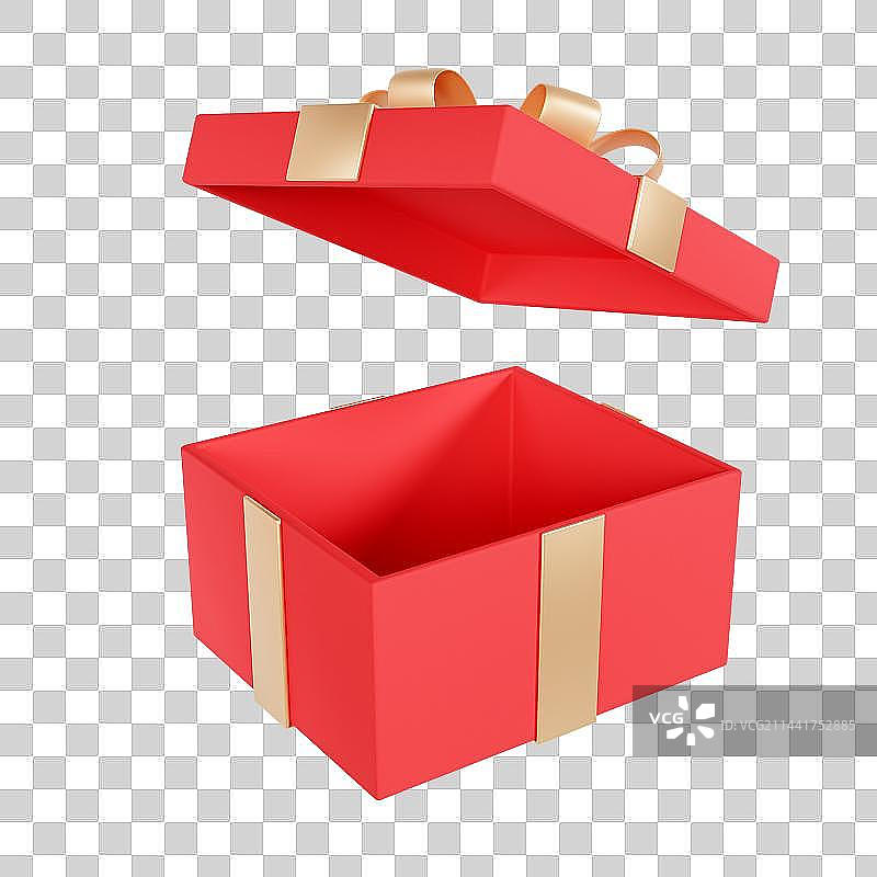 3D立体红色打开的礼盒图片素材