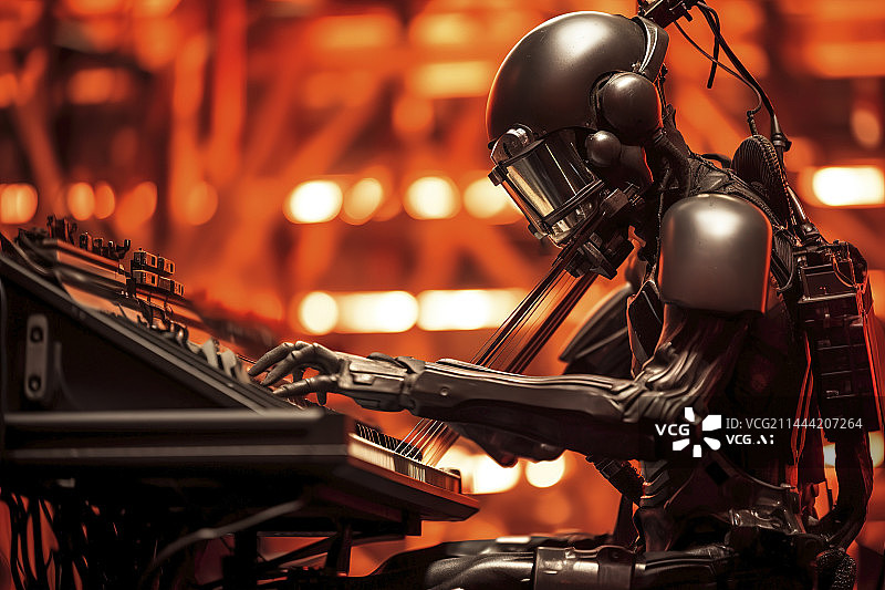 【AI数字艺术】机器人在演奏音乐图片素材