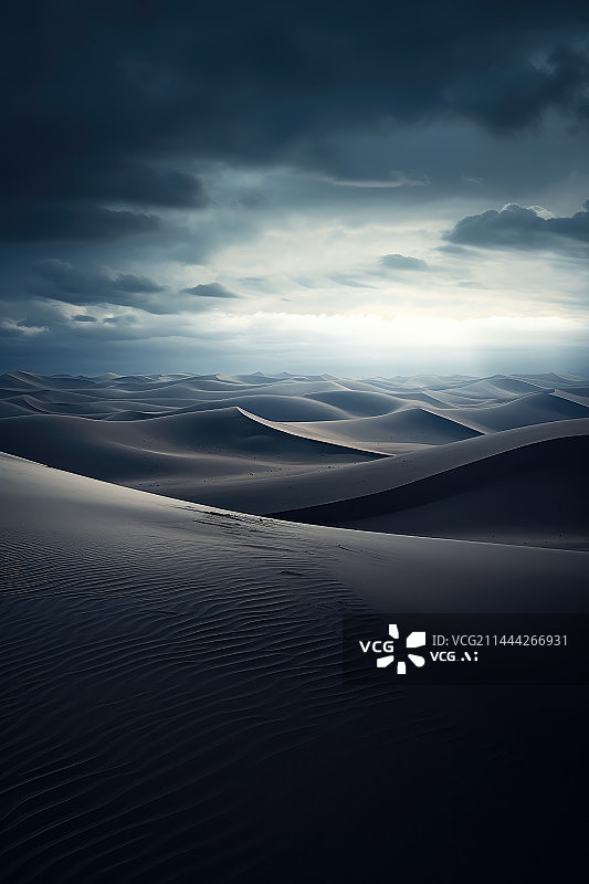 【AI数字艺术】沙漠上的戏剧性天空图片素材