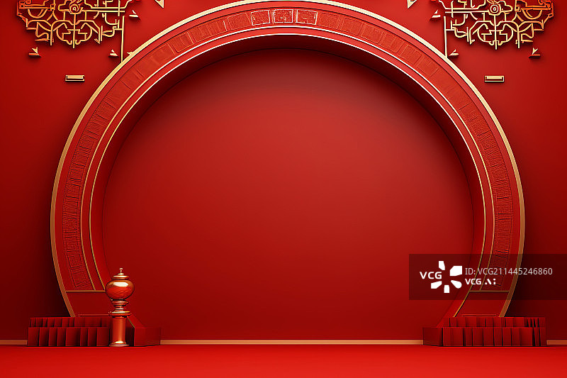【AI数字艺术】中国传统文化春节节日红色背景图片素材
