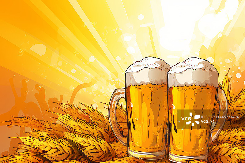 【AI数字艺术】啤酒节背景图插画海报背景图片素材