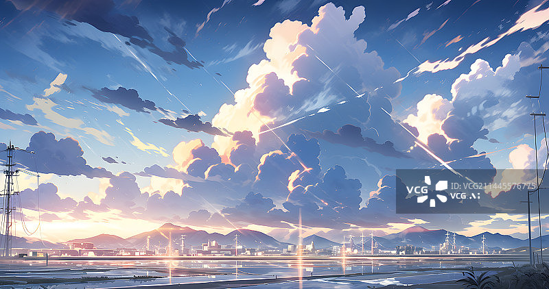 【AI数字艺术】干净的蓝天，有非常美丽的白云图片素材