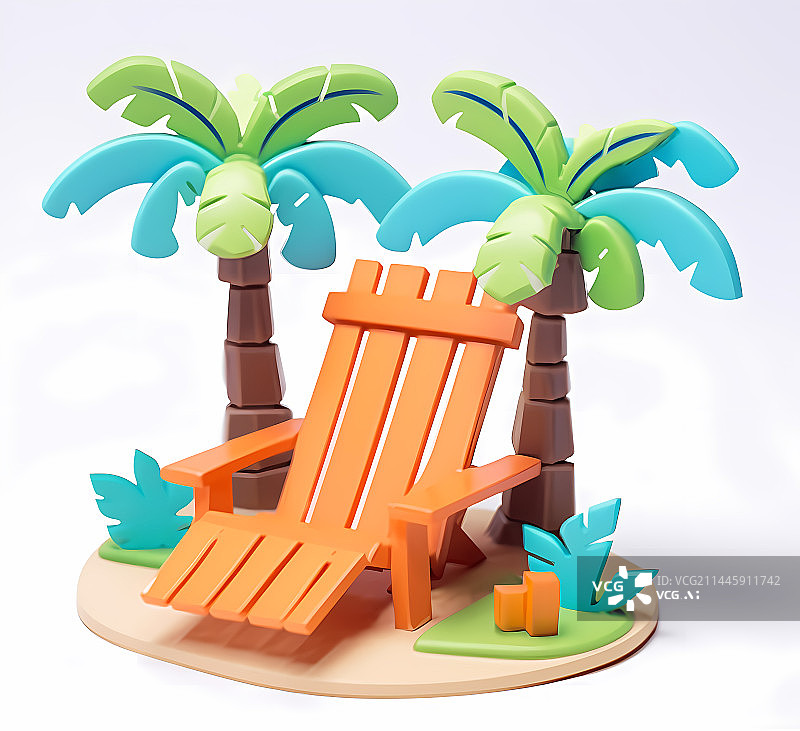 【AI数字艺术】3D沙滩躺椅图片素材