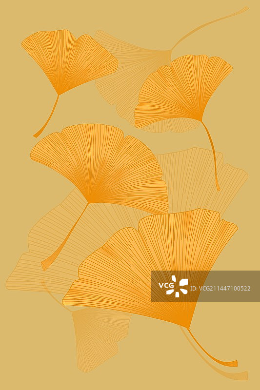 银杏叶子扁平风插画图片素材