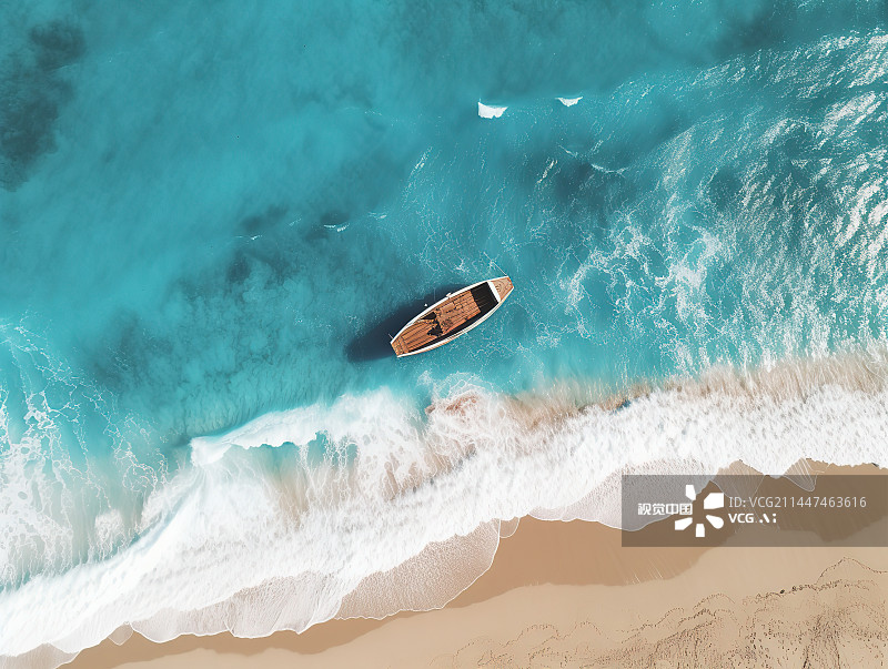 【AI数字艺术】海滩上的船图片素材