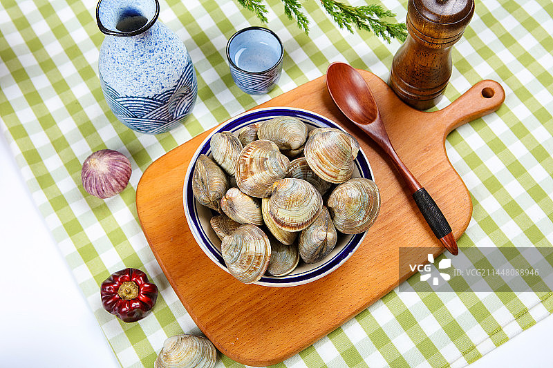 鲜味十足的新鲜蛤蜊图片素材