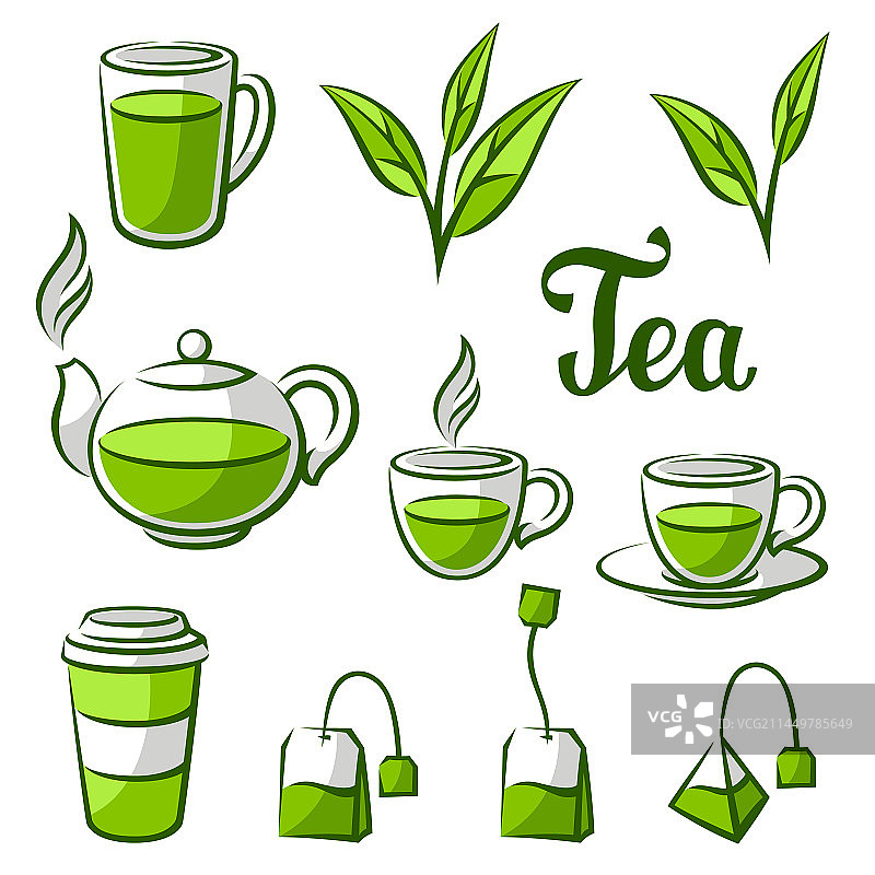 绿茶项目与茶和图片素材