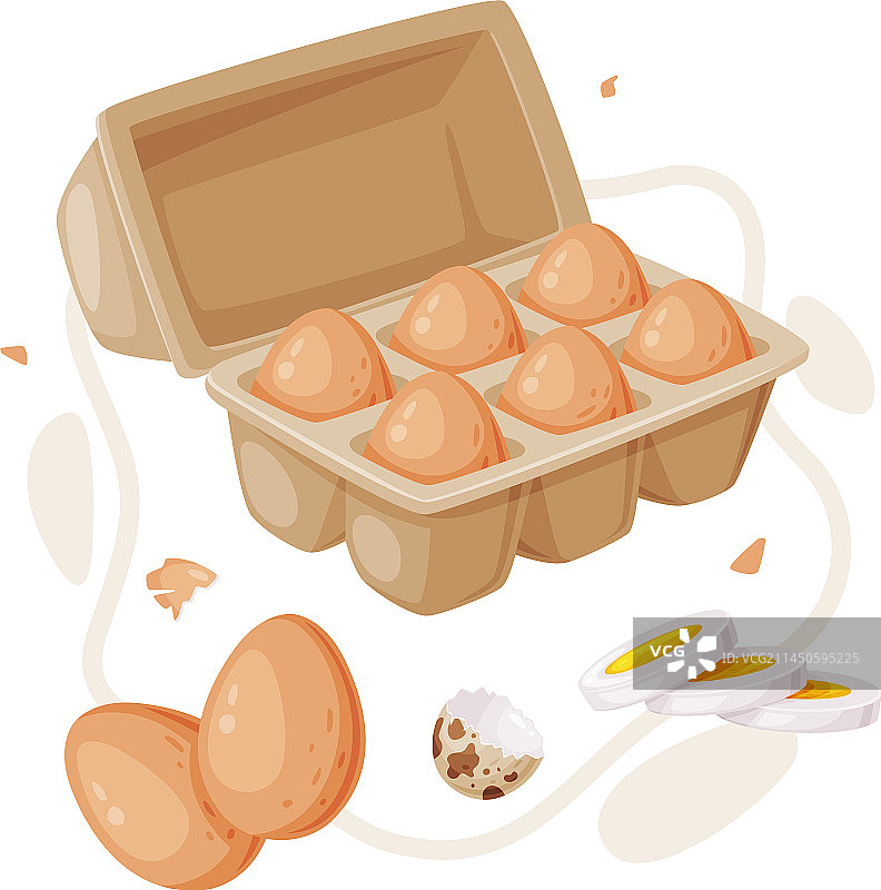鸡蛋有棕色的外壳，白色和黄色的蛋黄图片素材