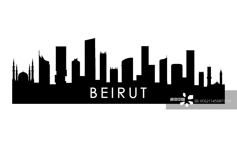 贝鲁特天际线轮廓黑色贝鲁特城市图片素材