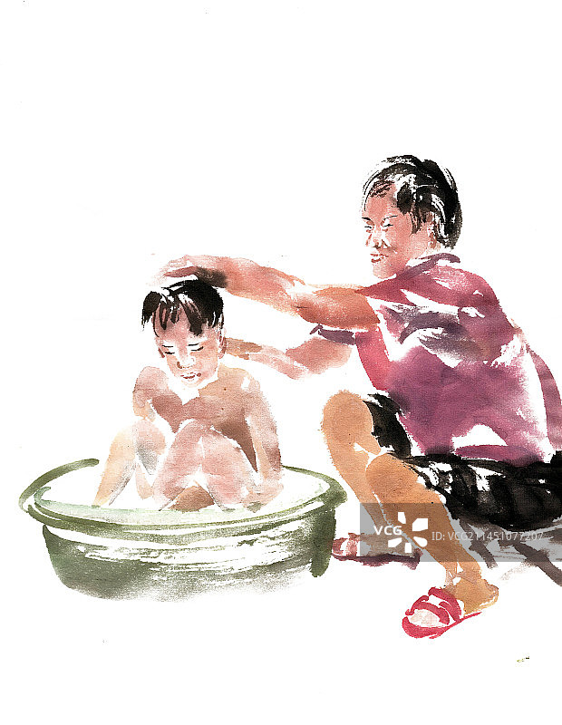 洗澡的小男孩图片素材