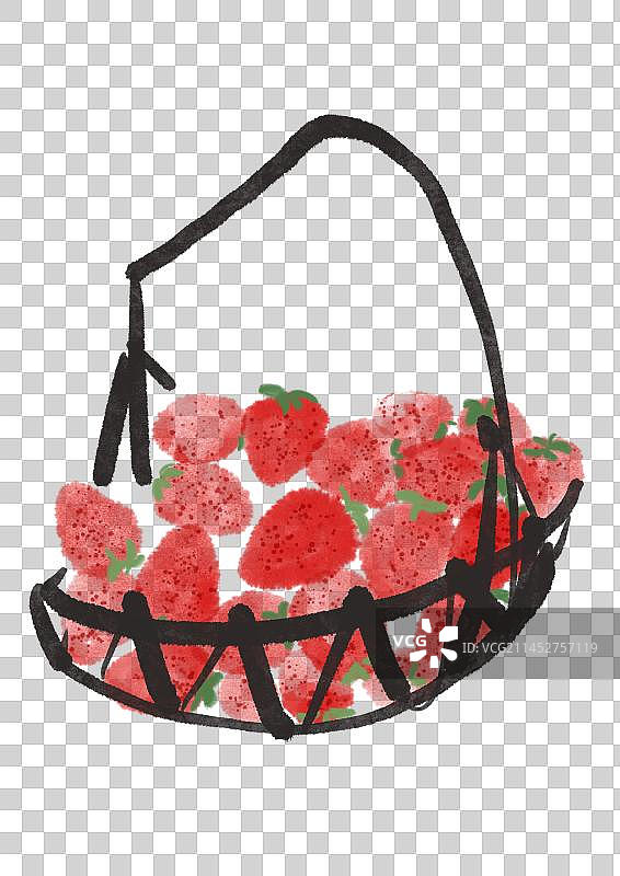 二十四节气水墨水果元素-惊蛰草莓图片素材