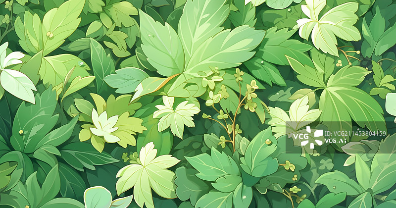 【AI数字艺术】植物叶子图案壁纸背景插画图片素材