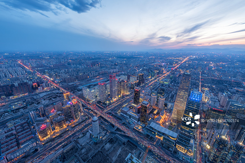 中国北京国贸建筑群日落图片素材