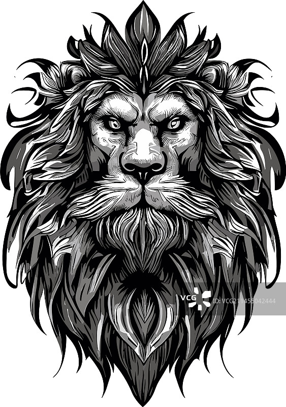帝王优雅的狮子面部艺术图片素材