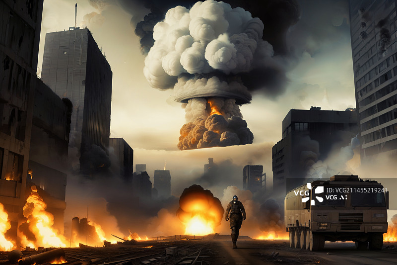 【AI数字艺术】核战争概念场景图片素材