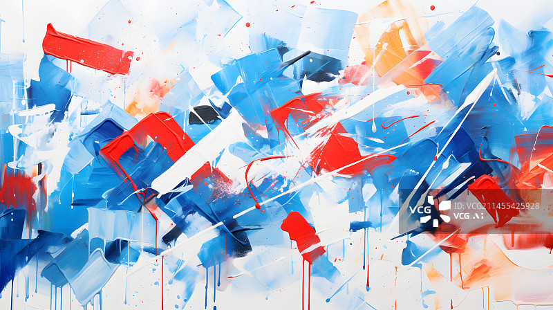 【AI数字艺术】艺术红白蓝油画抽象图形海报网页PPT背景图片素材