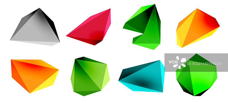 3d低多边形三角形设计元素图片素材