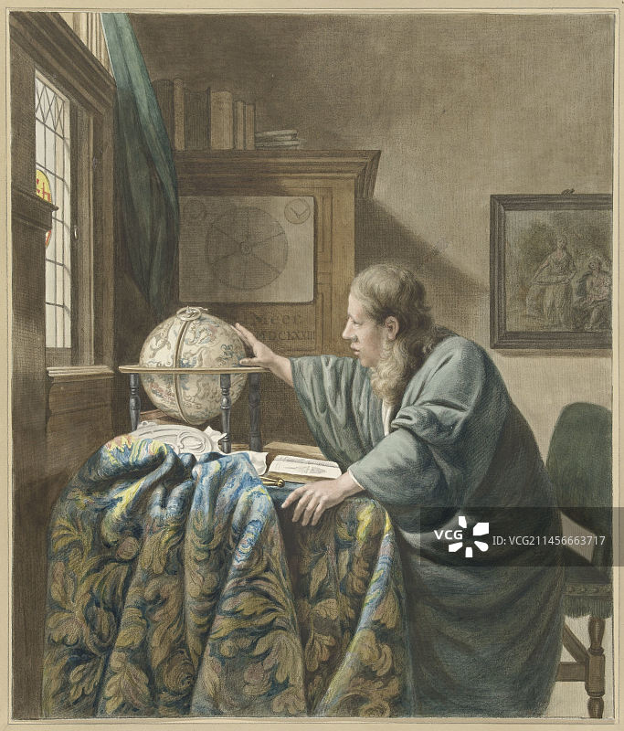 《天文学家》，18世纪绘画图片素材