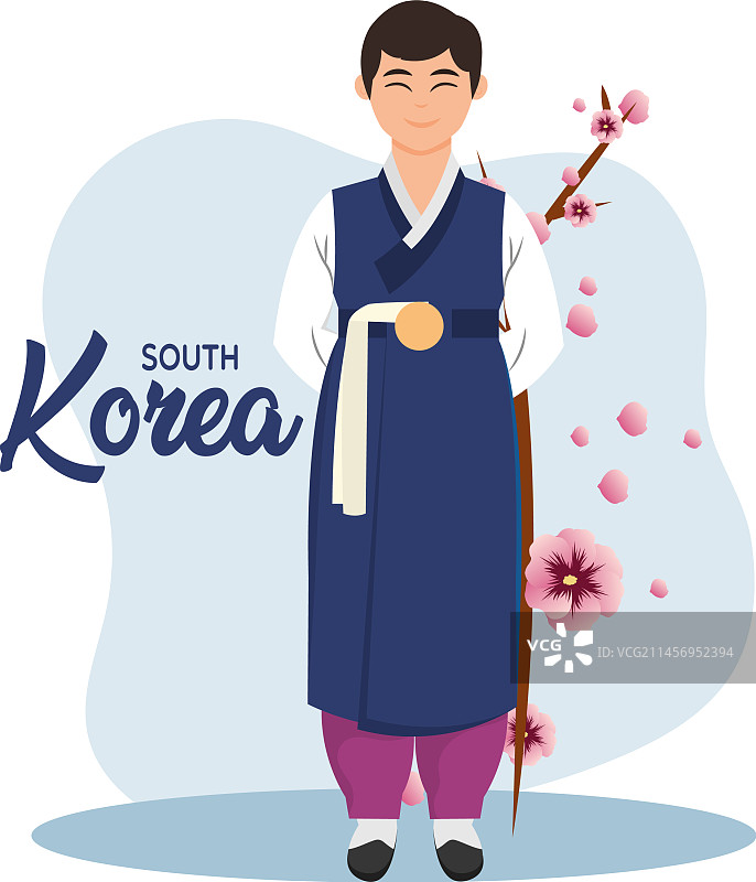 被孤立的韩国男人是传统的韩国人图片素材