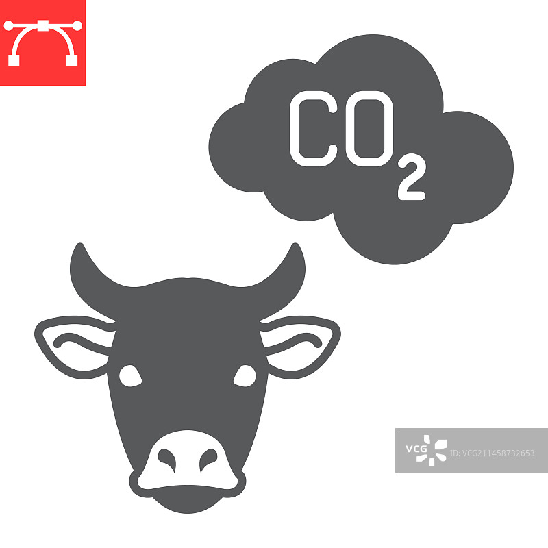 牛字形图标的甲烷排放图片素材