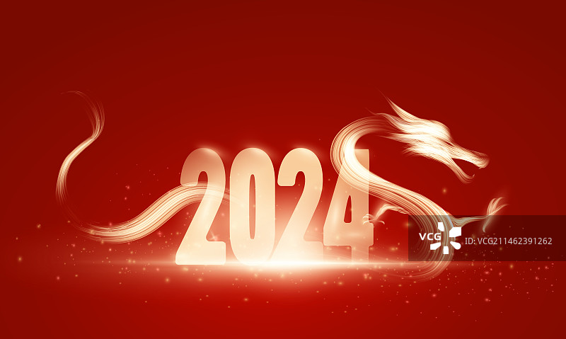 2024年龙年春节粒子标志庆祝吉祥海报图图片素材