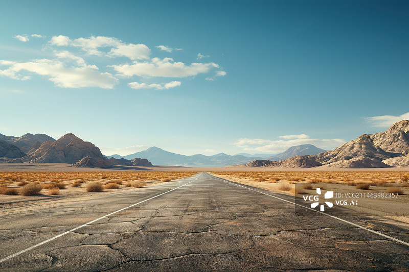 【AI数字艺术】戈壁滩前进的道路汽车广告背景图片素材