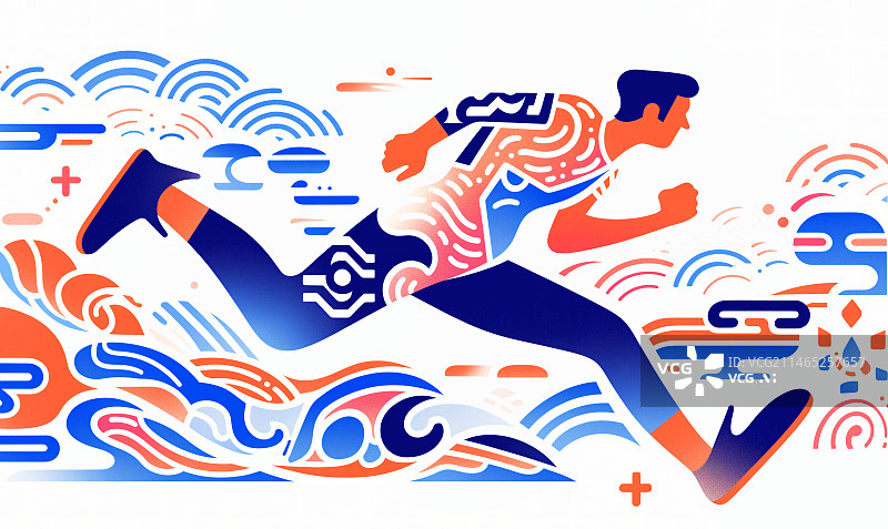 【AI数字艺术】一位男性在短跑冲刺体育运动插画图片素材