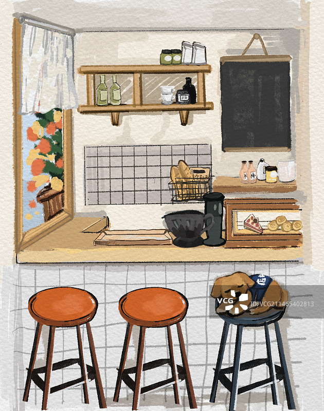 奶茶店甜品店咖啡小屋内景图片素材