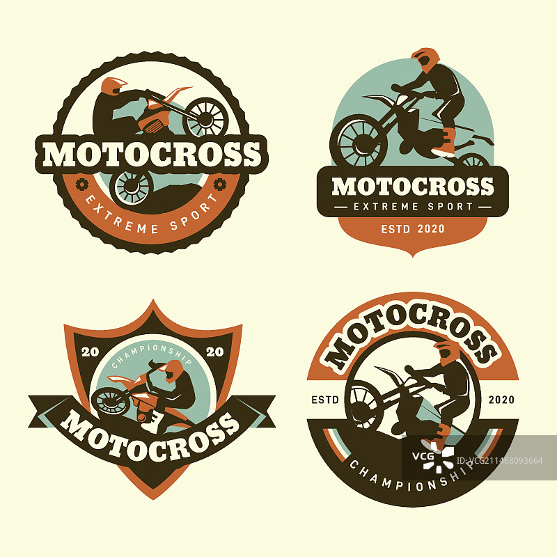 摩托车越野赛标志集合设计图片素材