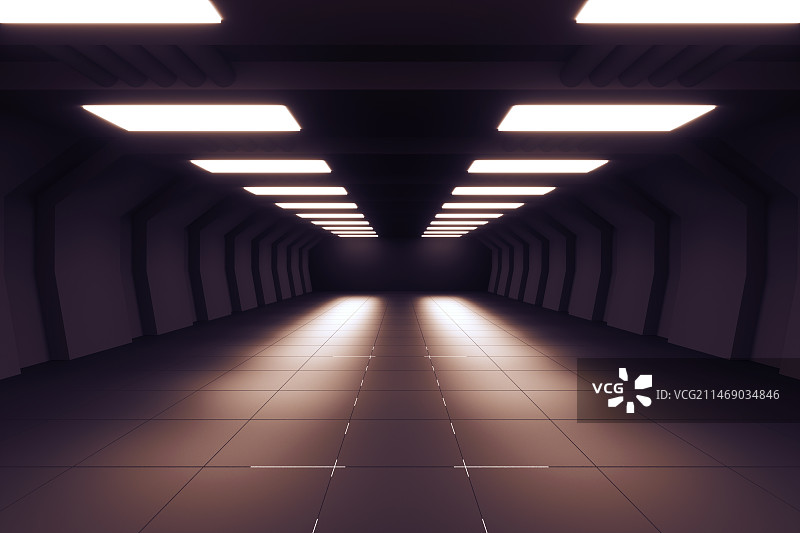 3D照明隧道内的空照明图片素材