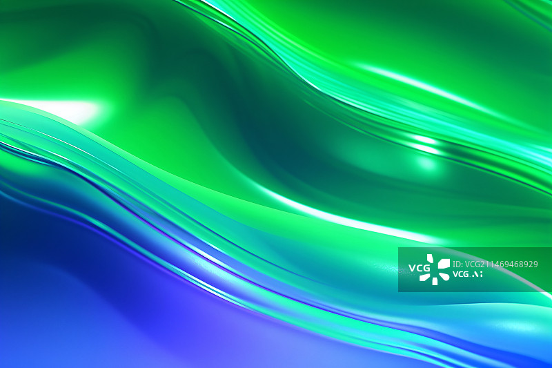 【AI数字艺术】抽象绿色流体波浪艺术设计背景，现代流动概念插图图片素材