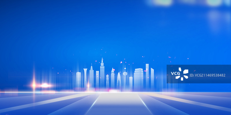科技城市夜景蓝色背景展板图片素材