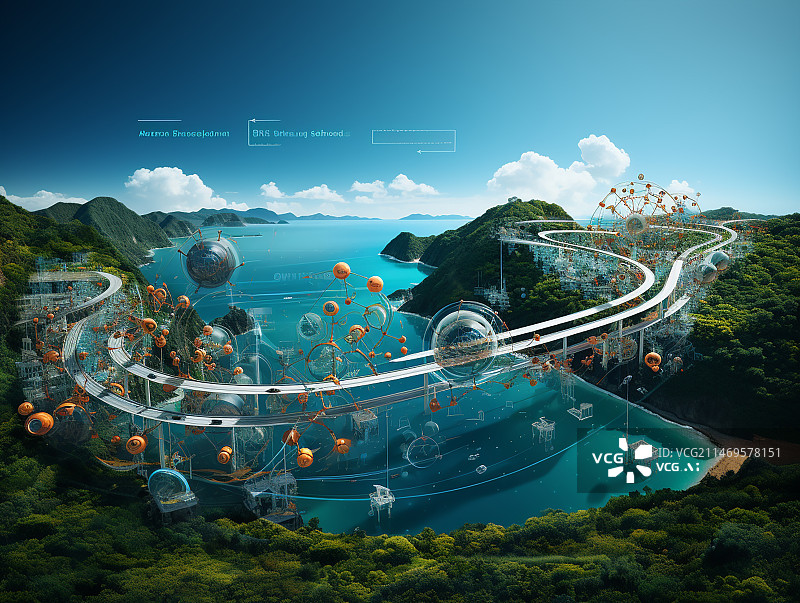 【AI数字艺术】梦幻未来科技公路图片素材