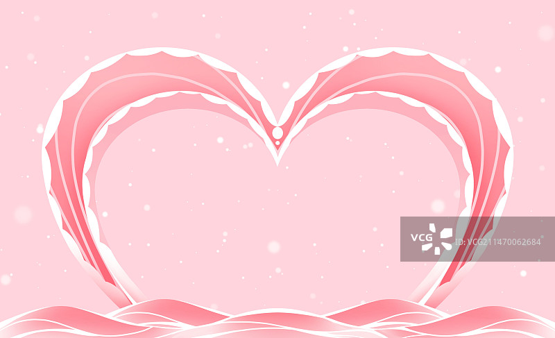 粉色华丽镂空爱心与波浪，清新浪漫背景图片素材
