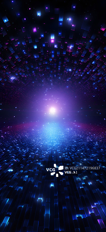 【AI数字艺术】蓝紫色科技未来圆球发光射线图片素材
