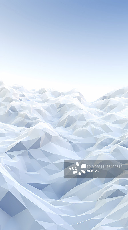 【AI数字艺术】数码极简白色山脉立体抽象图形海报背景图片素材