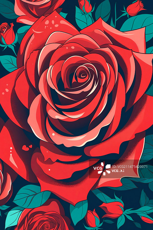【AI数字艺术】情人节玫瑰花设计元素图片素材